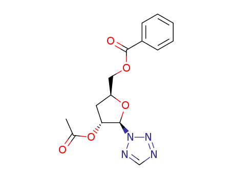 Benzoic acid (2S,4R,5R)-4-acetoxy-5-tetrazol-2-yl-tetrahydro-furan-2-ylmethyl ester