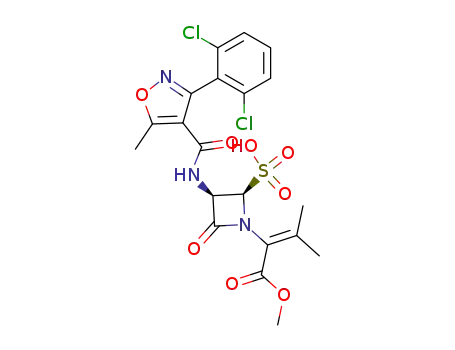 (2R,3R)-3-{[3-(2,6-dichlorophenyl)-5-methyl-isoxazole-4-carbonyl]amino}-1-(1'-methoxycarbonyl-2'-methylpropenyl)-4-oxoazetidine-2-sulfonic acid