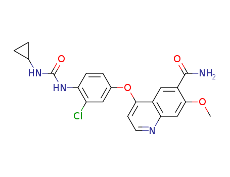 417716-92-8,Lenvatinib,Lenvatinib;6-Quinolinecarboxamide, 4-(3-chloro-4-(((cyclopropylamino)carbonyl)amino)phenoxy)-7-methoxy-;