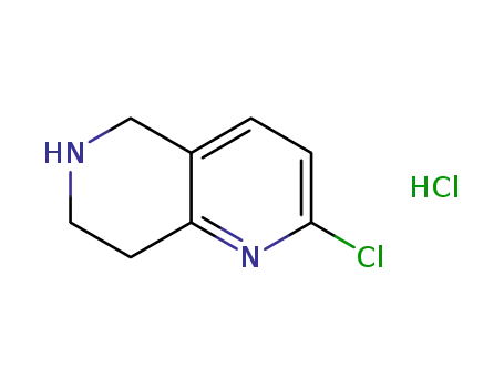Molecular Structure of 766545-20-4 (2-CHLORO-5,6,7,8-TETRAHYDRO-1,6-NAPHTHYRIDINE HYDROCHLORIDE)
