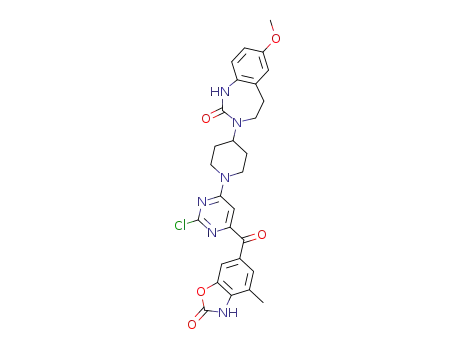 3-{1-[2-chloro-6-(4-methyl-2-oxo-2,3-dihydro-benzoxazole-6-carbonyl)-pyrimidin-4-yl]-piperidin-4-yl}-7-methoxy-1,3,4,5-tetrahydro-benzo[d][1,3]diazepin-2-one