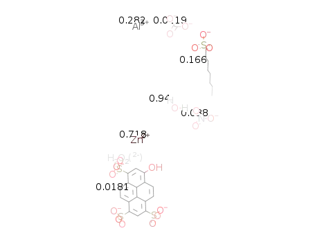 Zn0.718Al0.282(OH)2(octanesulfonate)0.166(8-hydroxypyrene-1,3,6-trisulphonate)0.0181(CO3)0.0119(NO3)0.0380*0.94H2O
