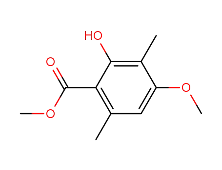 Molecular Structure of 19104-04-2 (Benzoic acid, 2-hydroxy-4-methoxy-3,6-dimethyl-, methyl ester)