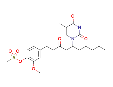2-methoxy-4-(5-(5-methyl-2,4-dioxo-3,4-dihydropyrimidin-1(2H)-yl)-3-oxodecyl)phenyl methanesulfonate