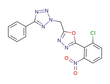 2-(2-chloro-6-nitrophenyl)-5-((5-phenyl-2H-tetrazol-2-yl)methyl)-1,3,4-oxadiazole