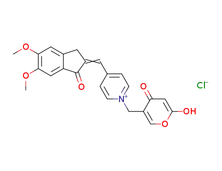 1-[(2-hydroxy-4H-pyran-4-one-5-yl)methyl]-4-[(5,6-dimethoxy-1-indanone-2-ylidene)methyl]pyridinium chloride