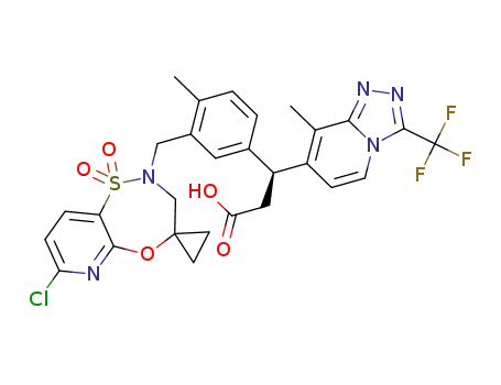 (*S)-3-(3-((7'-chloro-1',1'-dioxidospiro[cyclopropane-1,4'-pyrido[2,3-b][1,4,5]oxathiazepin]-2'(3'H)-yl)methyl)-4-methylphenyl)-3-(8-methyl-3-(trifluoromethyl)-[1,2,4]triazolo[4,3-a]pyridin-7-yl)propanoic acid
