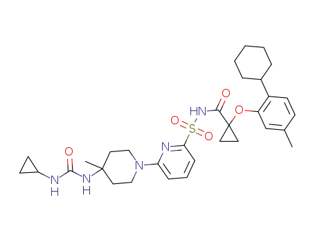 1-(2-cyclohexyl-5-methylphenoxy)-N-((6-(4-(3-cyclopropylureido)-4-methylpiperidin-1-yl)pyridin-2-yl)sulfonyl)cyclopropanecarboxamide