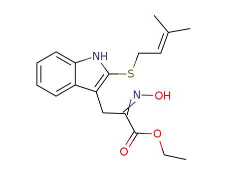 ethyl α-(hydroxyimino)-β-<2-((3-methyl-2-butenyl)thio)indol-3-yl>propanoate