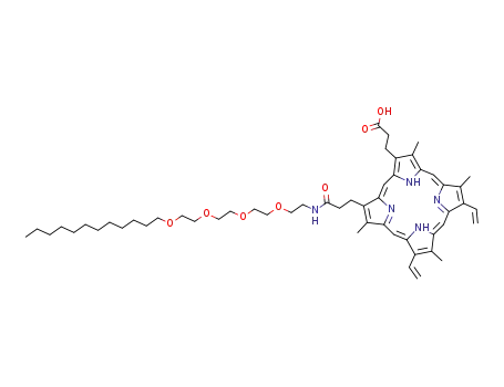 2,7,12,18-tetramethyl-3,8-divinyl-13-(((3',6',9',12'-tetraoxatetraeicosyl)carbamoyl)ethyl)-17-(carboxyethyl)porphyrin