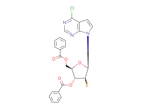 Molecular Structure of 169516-55-6 (4-Chloro-7-(3,5-di-O-benzoyl-2-deoxy-2-fluoro-beta-D-arabinofuranosyl)-7H-pyrrolo[2.3-d]pyriMidine)