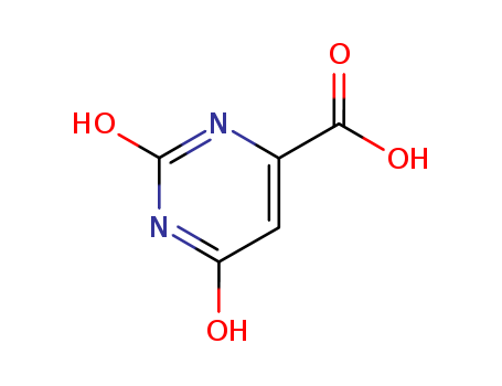 65-86-1,Orotic acid,Orotic acid(8CI);1,2,3,6-Tetrahydro-2,6-dioxo-4-pyrimidinecarboxylic acid;2,4-Dihydroxypyrimidine-6-carboxylic acid;2,6-Dihydroxy-4-pyrimidinecarboxylicacid;2,6-Dioxo-1,2,3,6-tetrahydropyrimidine-4-carboxylic acid;6-Carboxyuracil;6-Uracilcarboxylic acid;Animal galactose factor;NSC 79560;NSC 9791;Orodin;Orotonin;Oroturic;Orotyl;Vitamin B13;Whey factor;