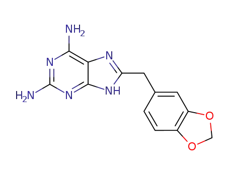Molecular Structure of 873436-95-4 (8-((Benzo[d][1,3]dioxol-6-yl)methyl)-9H-purine-2,6-diamine)