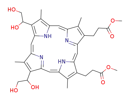 3,3'-[7,12-bis-(1,2-dihydroxy-ethyl)-3,8,13,17-tetramethyl-21H,23H-porphine-2,18-diyl]-bis-propionic acid dimethyl ester
