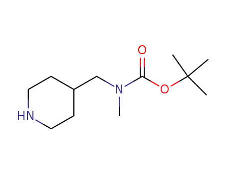 Molecular Structure of 138022-04-5 (TERT-BUTYL METHYL(PIPERIDIN-4-YLMETHYL)-CARBAMATE)