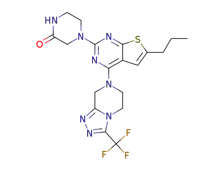 4-[6-propyl-4-(3-trifluoromethyl-5,6-dihydro-8H-[1,2,4]triazolo[4,3-a]pyrazin-7-yl)-thieno[2,3-d]pyrimidin-2-yl]-piperazin-2-one