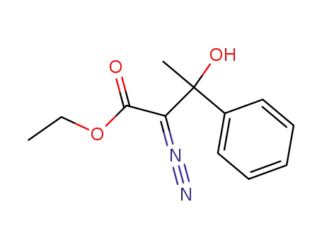Molecular Structure of 27262-63-1 (Benzenepropanoic acid, a-diazo-b-hydroxy-b-methyl-, ethyl ester)