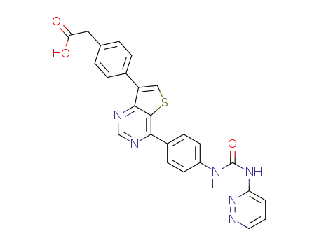 2-(4-(4-(4-(3-pyridazin-3-ylureido)phenyl)thieno[3,2-d]pyrimidin-7-yl)phenyl)acetic acid