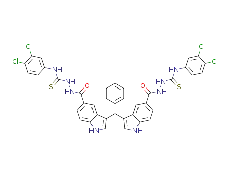 2,2'-(3,3'-(p-tolylmethylene)bis(1H-indole-3,5-diyl-5-carbonyl))bis(N-(3,4-dichlorophenyl)hydrazine-1-carbothioamide)