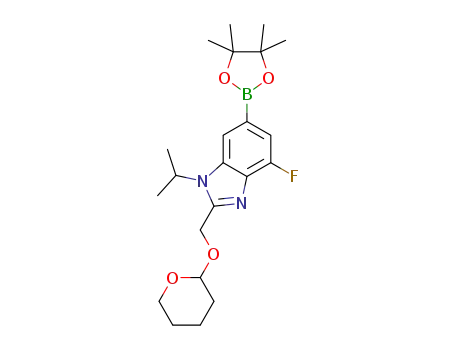 4-fluoro-2-{[(oxan-2-yl)oxy]methyl}-1-(propan-2-yl)-6-(4,4,5,5-tetramethyl-1,3,2-dioxaborolan-2-yl)-1H-benzimidazole