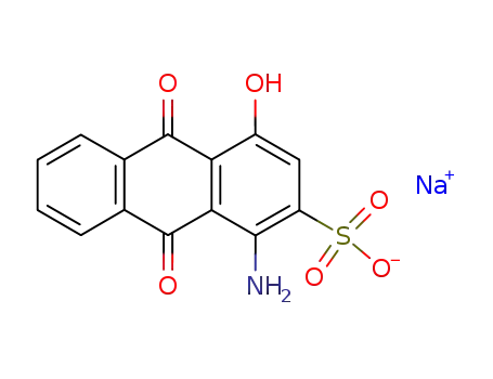 Molecular Structure of 25492-62-0 (2-Anthracenesulfonic acid,
1-amino-9,10-dihydro-4-hydroxy-9,10-dioxo-, monosodium salt)