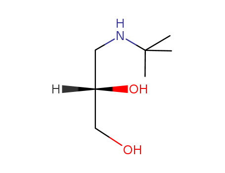 30315-46-9,(S)-3-tert-Butylamino-1,2-propanediol,1,2-Propanediol,3-(tert-butylamino)-, (S)-(-)- (8CI);1,2-Propanediol,3-[(1,1-dimethylethyl)amino]-, (S)-;(S)-1-tert-Butylamino-2,3-propanediol;(S)-3-(tert-Butylamino)-1,2-propanediol;(S)-(+)-3-tert-Butylamino-1,2-propanediol;