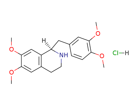 54417-53-7,R-Tetrahydropapaverine,Isoquinoline,1-[(3,4-dimethoxyphenyl)methyl]-1,2,3,4-tetrahydro-6,7-dimethoxy-,hydrochloride, (1R)- (9CI);Isoquinoline,1-[(3,4-dimethoxyphenyl)methyl]-1,2,3,4-tetrahydro-6,7-dimethoxy-,hydrochloride, (R)-;(D)-(-)-Norlaudanosine hydrochloride;(R)-(-)-Norlaudanosine hydrochloride;D-(-)-Tetrahydropapaverine hydrochloride;