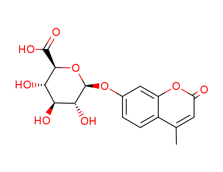 6160-80-1,4-Methylumbelliferyl-beta-D-glucuronide,Glucopyranosiduronicacid, 4-methyl-2-oxo-2H-1-benzopyran-7-yl, b-D- (8CI);4-Methylumbelliferone glucuronide;4-Methylumbelliferone b-D-glucuronide;4-Methylumbelliferyl glucuronide;4-Methylumbelliferyl b-D-glucuronide;4-Methylumbelliferyl-b-D-glucuronic acid;Hymecromon-7-O-4-b-D-glucuronide;