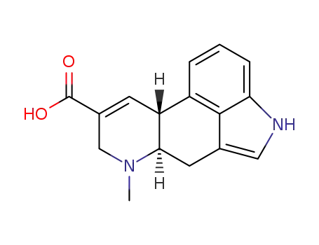 Molecular Structure of 5516-88-1 (6-methyl-8,9-didehydroergoline-8-carboxylic acid)
