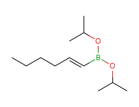 Molecular Structure of 91083-27-1 (Boronic acid, (1E)-1-hexenyl-, bis(1-methylethyl) ester)