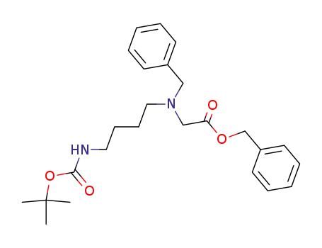 Molecular Structure of 174799-96-3 (Glycine,
N-[4-[[(1,1-dimethylethoxy)carbonyl]amino]butyl]-N-(phenylmethyl)-,
phenylmethyl ester)