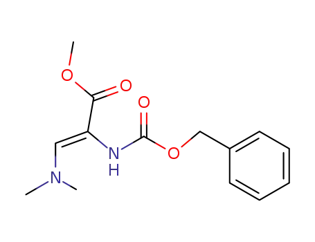 Molecular Structure of 219739-90-9 (2-Propenoic acid,
3-(dimethylamino)-2-[[(phenylmethoxy)carbonyl]amino]-, methyl ester,
(2Z)-)