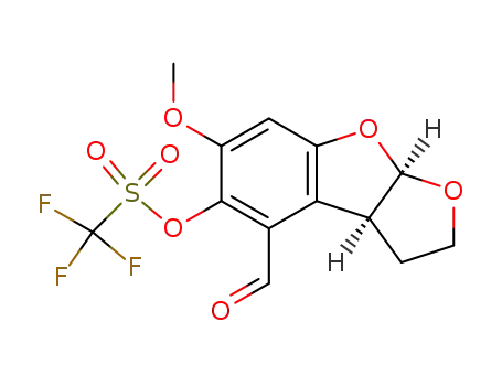 (-)-cis-5-trifluoromethanesulfonyloxy-2,3,3aS,8aR-tetrahydro-6-methoxy[2,3-d]-benzo[b]furan-4-carboxaldehyde
