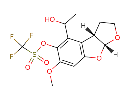 trifluoro-methanesulfonic acid 4-(1-hydroxy-ethyl)-6-methoxy-2,3,3a,8a-tetrahydro-1,8-dioxa-cyclopenta[a]inden-5-yl ester