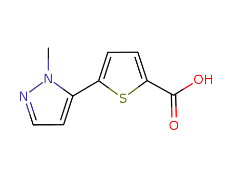 Molecular Structure of 656226-60-7 (2-Thiophenecarboxylic acid, 5-(1-methyl-1H-pyrazol-5-yl)-)