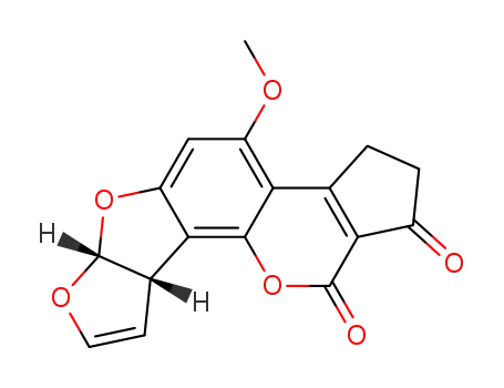 Molecular Structure of 1162-65-8 (1H,11H-Cyclopenta[c]furo[3',2':4,5]furo[2,3-h][1]benzopyran-1,11-dione,2,3,6a,9a-tetrahydro-4-methoxy-, (6aR,9aS)-)