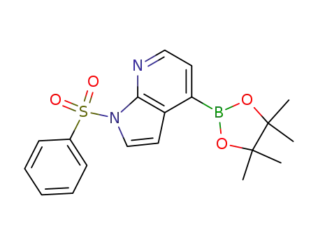 Molecular Structure of 942919-24-6 (1H-Pyrrolo[2,3-b]pyridine, 1-(phenylsulfonyl)-4-(4,4,5,5-tetramethyl-1,3,2-dioxaborolan-2-yl)-)