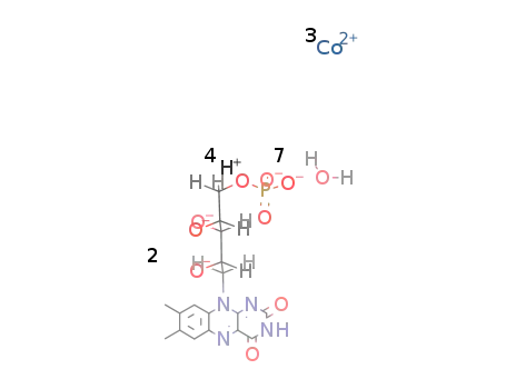 3Co(2+)*4H(1+)*2C17H16N4O9P(5-)*7H2O=Co3(C17H18N4O9P)2*7H2O