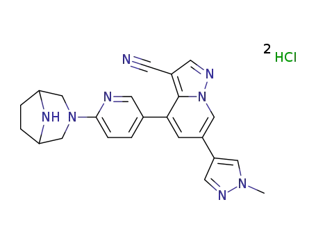 4-(6-(3,8-diazabicyclo[3.2.1]octan-3-yl)pyridin-3-yl)-6-(1-methyl-1H-pyrazol-4-yl)pyrazolo[1,5-a]pyridine-3-carbonitrile dihydrochloride