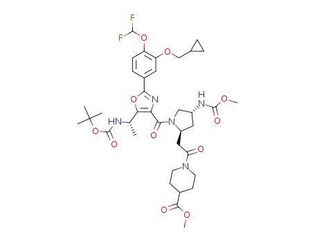 methyl 1-(2-((2S,4R)-1-(5-((S)-1-((tert-butoxycarbonyl)amino)ethyl)-2-(3-(cyclopropylmethoxy)-4-(difluoromethoxy)phenyl)oxazole-4-carbonyl)-4-((methoxycarbonyl)amino)pyrrolidin-2-yl)acetyl)piperidine-4-carboxylate