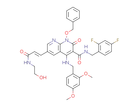 (E)-1-(benzyloxy)-N-(2,4-difluorobenzyl)-4-((2,4-dimethoxybenzyl)amino)-6-(3-((2-hydroxyethyl)amino)-3-oxoprop-1-en-1-yl)-2-oxo-1,2-dihydro-1,8-naphthyridine-3-carboxamide