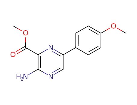 Molecular Structure of 113892-84-5 (Pyrazinecarboxylic acid, 3-amino-6-(4-methoxyphenyl)-, methyl ester)