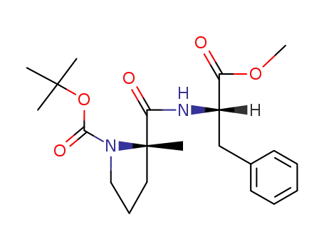 Molecular Structure of 103336-07-8 (L-Phenylalanine, N-[1-[(1,1-dimethylethoxy)carbonyl]-2-methyl-L-prolyl]-,
methyl ester)