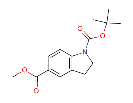 Molecular Structure of 272438-12-7 (1H-Indole-1,5-dicarboxylic acid, 2,3-dihydro-, 1-(1,1-dimethylethyl)
5-methyl ester)