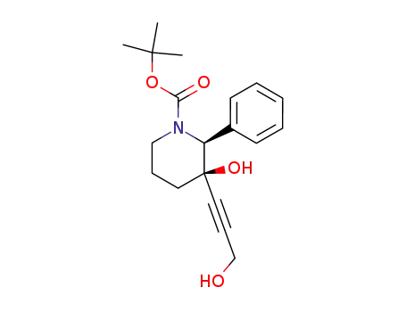 Molecular Structure of 200956-10-1 (1-Piperidinecarboxylic acid,
3-hydroxy-3-(3-hydroxy-1-propynyl)-2-phenyl-, 1,1-dimethylethyl ester,
(2S,3R)-)