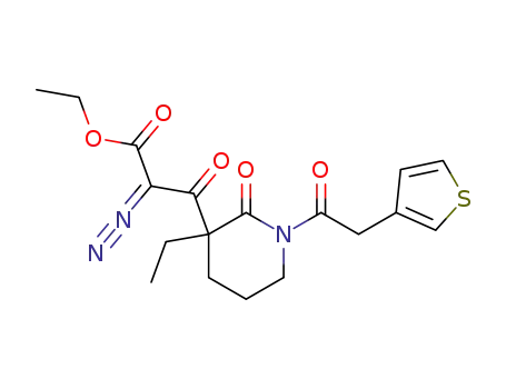 2-diazo-3-[3-ethyl-2-oxo-1-(2-thiophen-3-yl-acetyl)-piperidin-3-yl]-3-oxo-propionic acid ethyl ester