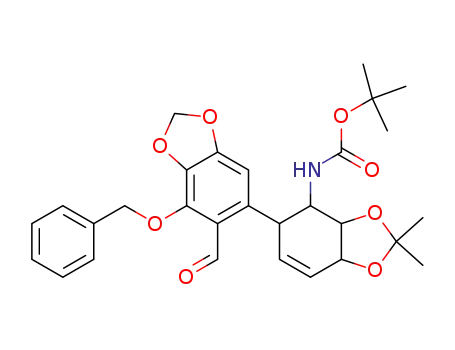 6-[(1R,4R,5S,6R)-6-(tert-Butyloxycarbonylamino)-4,5-isopropylidenedioxy-2-cyclohexen-1-yl]-4-(phenylmethoxy)-1,3-benzodioxole-5-carbaldehyde