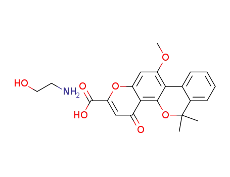 ethanolamine salt of 2-carboxy-4-oxo-6,6-dimethyl-11-methoxy-4H,6H-[2]-benzopyrano-[3,4-f]-[1]-benzopyran