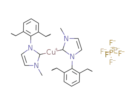 bis(1-[2,6-bis(1-methylethyl)phenyl]-1,3-dihydro-3-methyl-2-H-imidazol-2-ylidene)copper(1+) hexafluorophosphate(1-) (1:1)