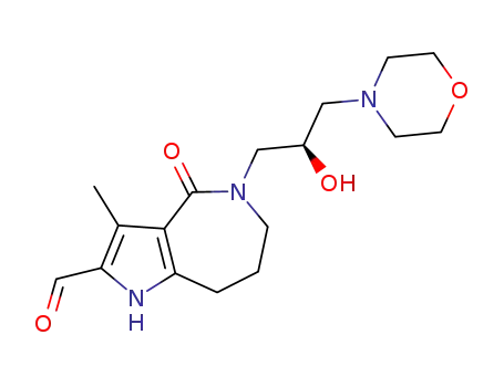 (R)-5-(2-hydroxy-3-morpholin-4-yl-propyl)-3-methyl-4-oxo-1,4,5,6,7,8-hexahydro-pyrrolo[3,2-c]azepine-2-carbaldehyde